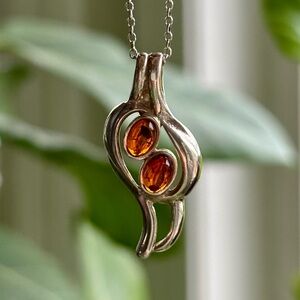 Sterling Silver Amber Pendant